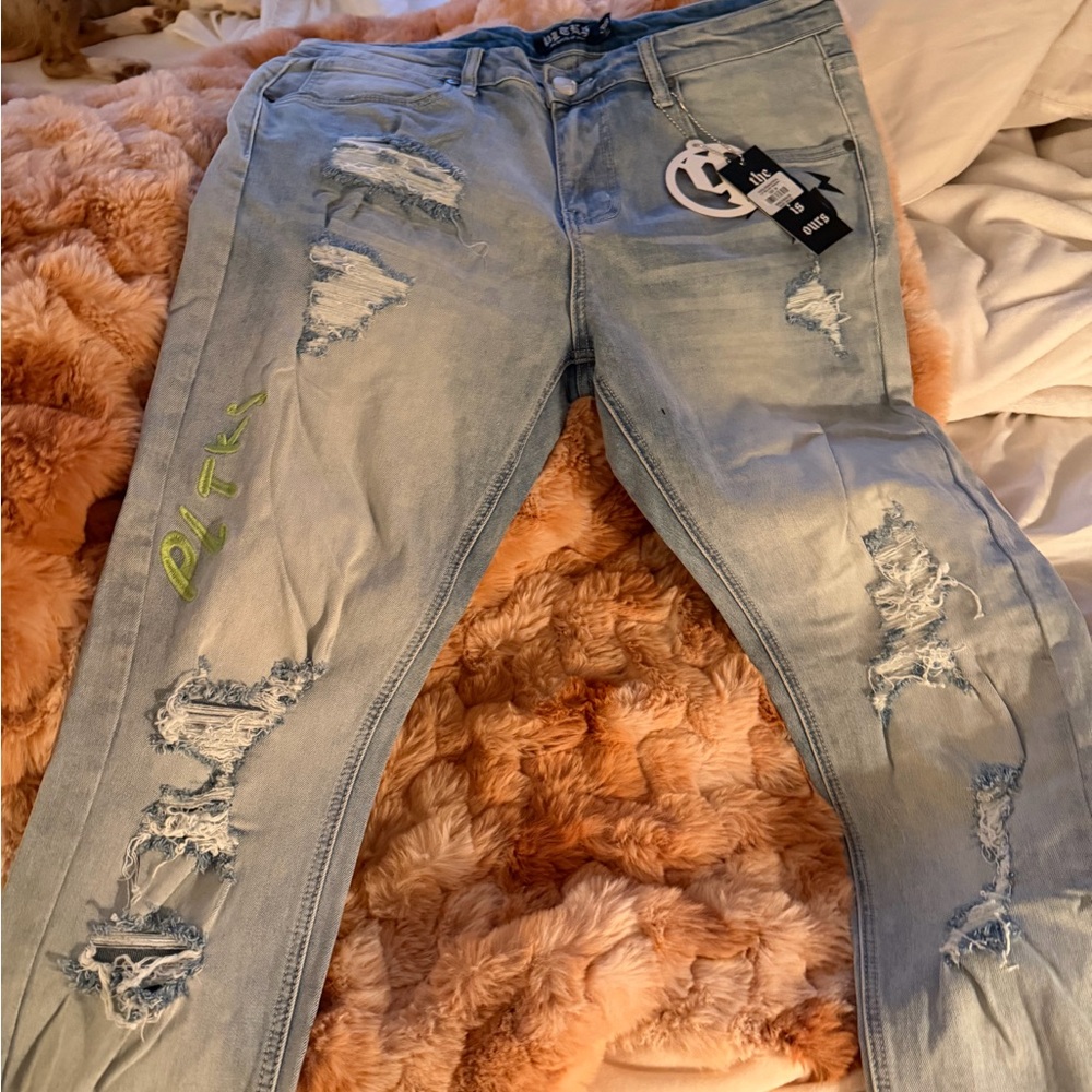Light Blue Distressed Skinny Jeans